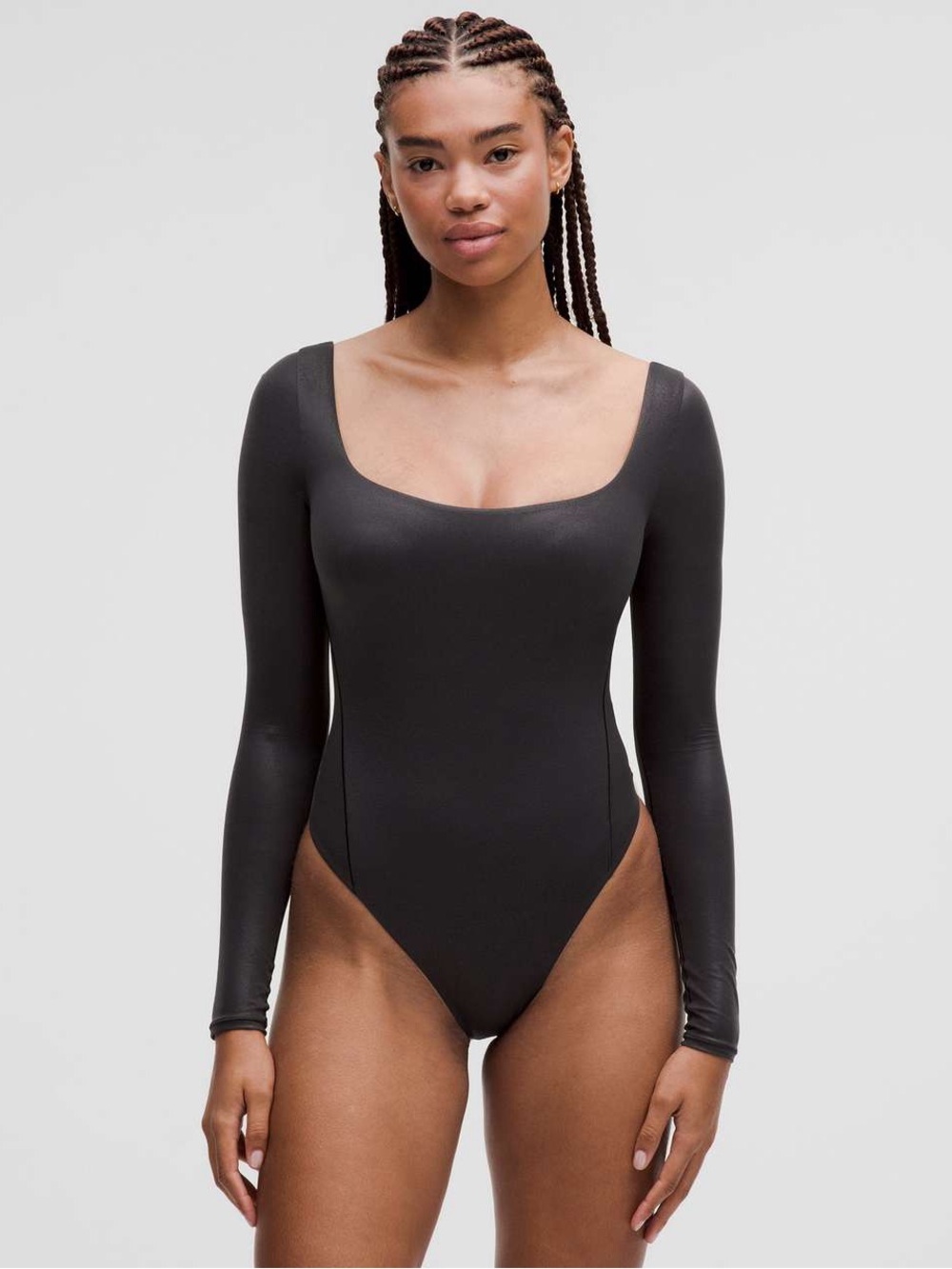 Lululemon Wundermost Ultra-Soft Nulu Scoop-Neck Long-Sleeve Bodysuit - Black - Picture 5 of 7